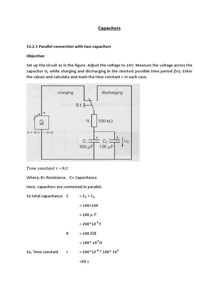 Lab Report Series And Parallel Circuits Capacitor