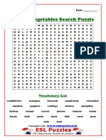 Meat and Vegetables Wordsearch