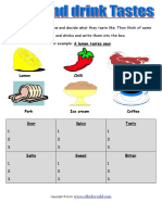 Food and Drink Tastes Worksheet