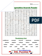 Meat and Vegetables Wordsearch PDF