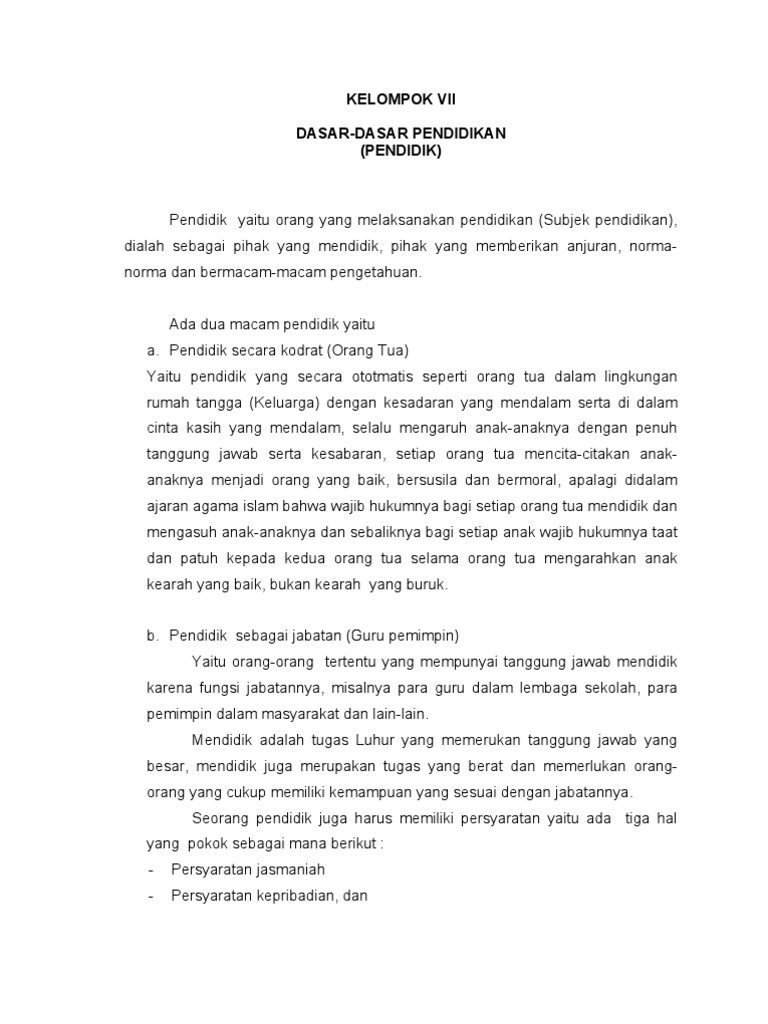 Makalah Dasar Dasar Pendidikan