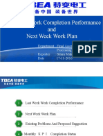 Last Week Work Completion Performance and Next Week Work Plan