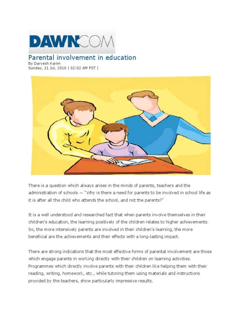 Importance of Parental Involvement in Education | PDF | Teachers | Learning