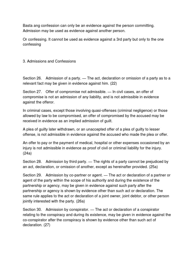 Admission vs. Confession PDF Guilt (Law) Law