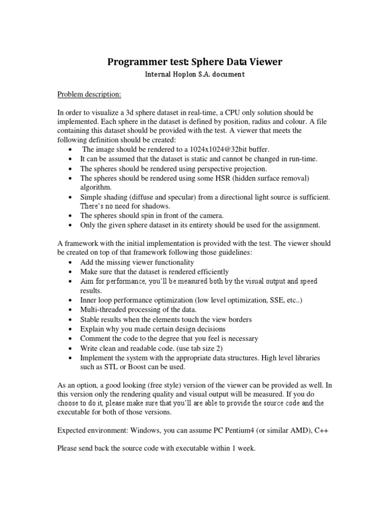 Programming Interview Test | PDF | Rendering (Computer Graphics ...
