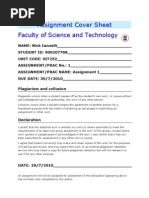 Assignment Cover Sheet Faculty of Science and Technology