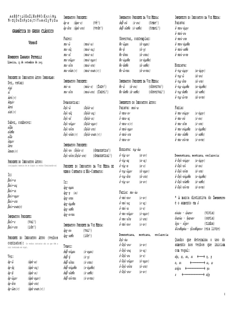 Gramática Do Grego Clássico Verbos Pdf Pdf
