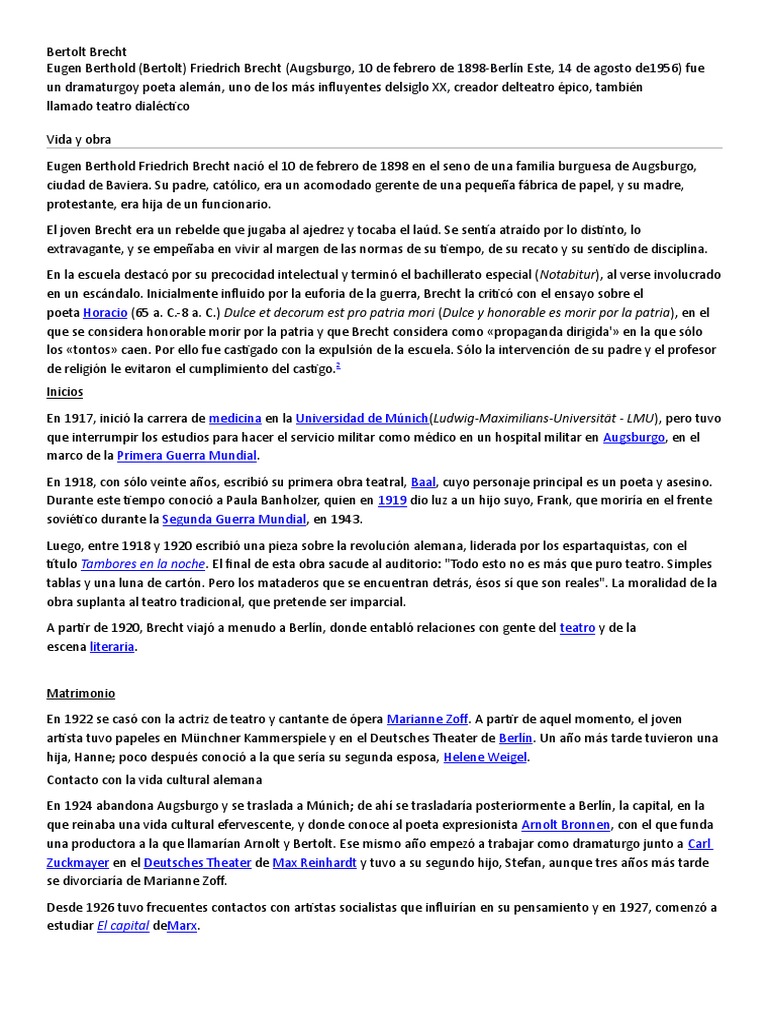 Bertolt Brecht. Biografia PDF