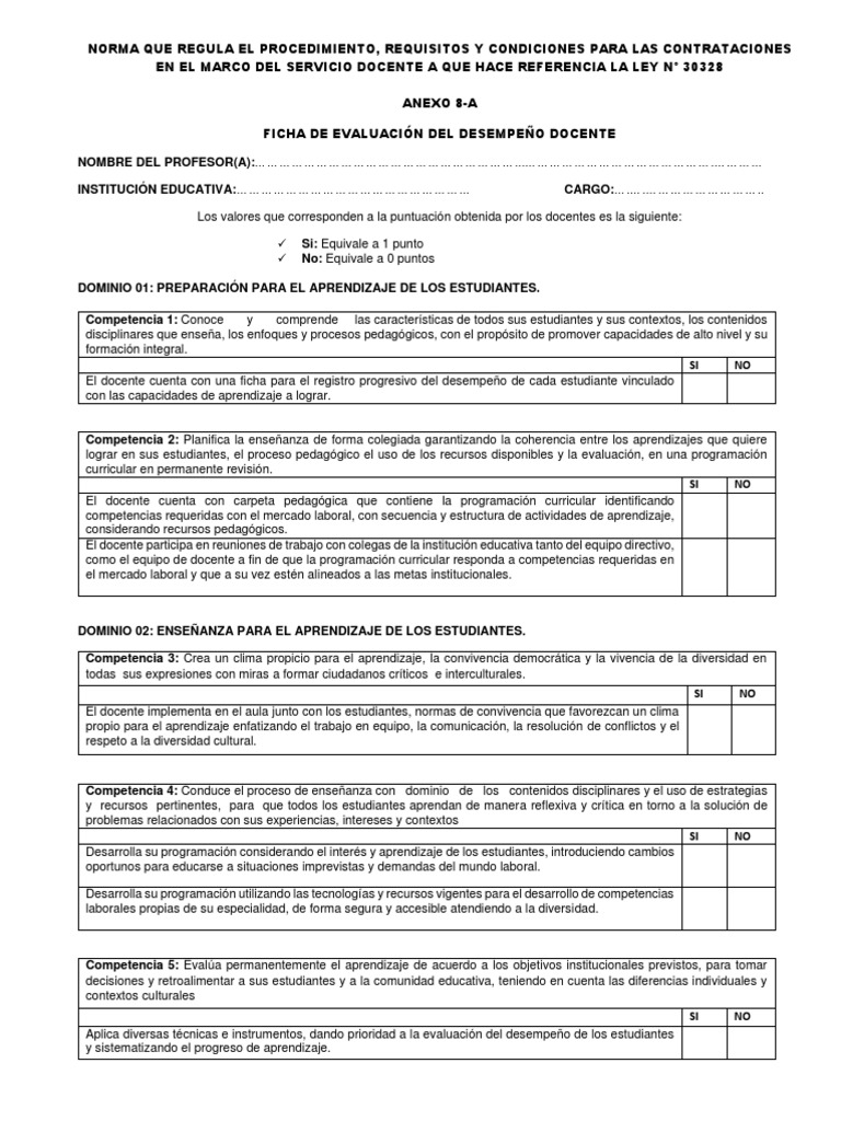 Evaluación del Desempeño Docente | PDF | Evaluación | Aprendizaje