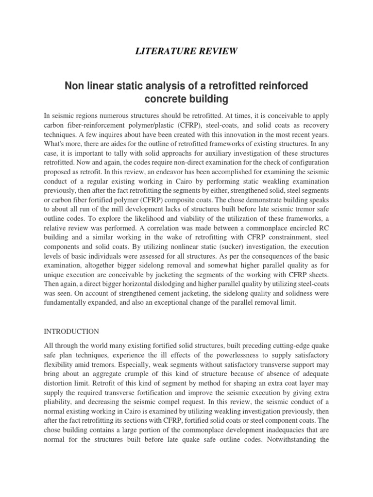 Non Linear Static Analysis of A Retrofitted Reinforced Concrete ...