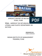 Aproject Report of Big Bazaar PCMC, Pune: Title: - Improve The Return/Sq FT of