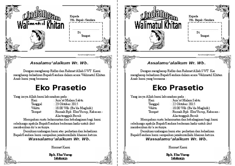 6600 Koleksi Contoh Undangan Khitanan Docx Terbaik Gratis