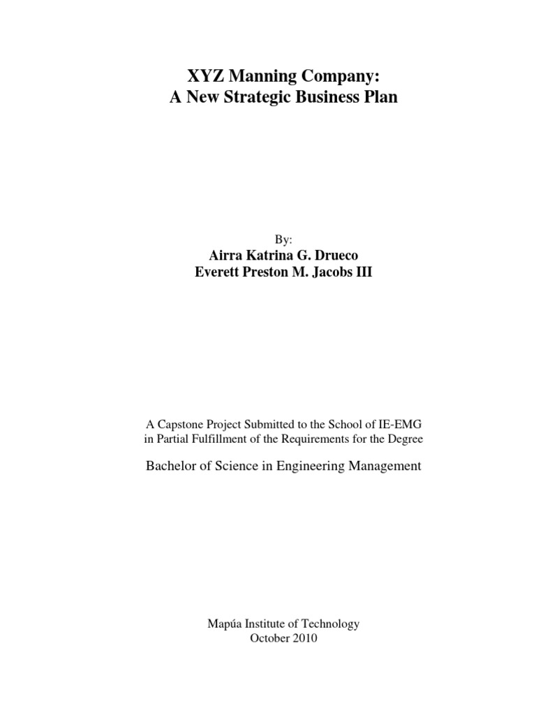 XYZ Manning Company A New Strategic Business Plan | PDF | Piracy Off The  Coast Of Somalia | Swot Analysis