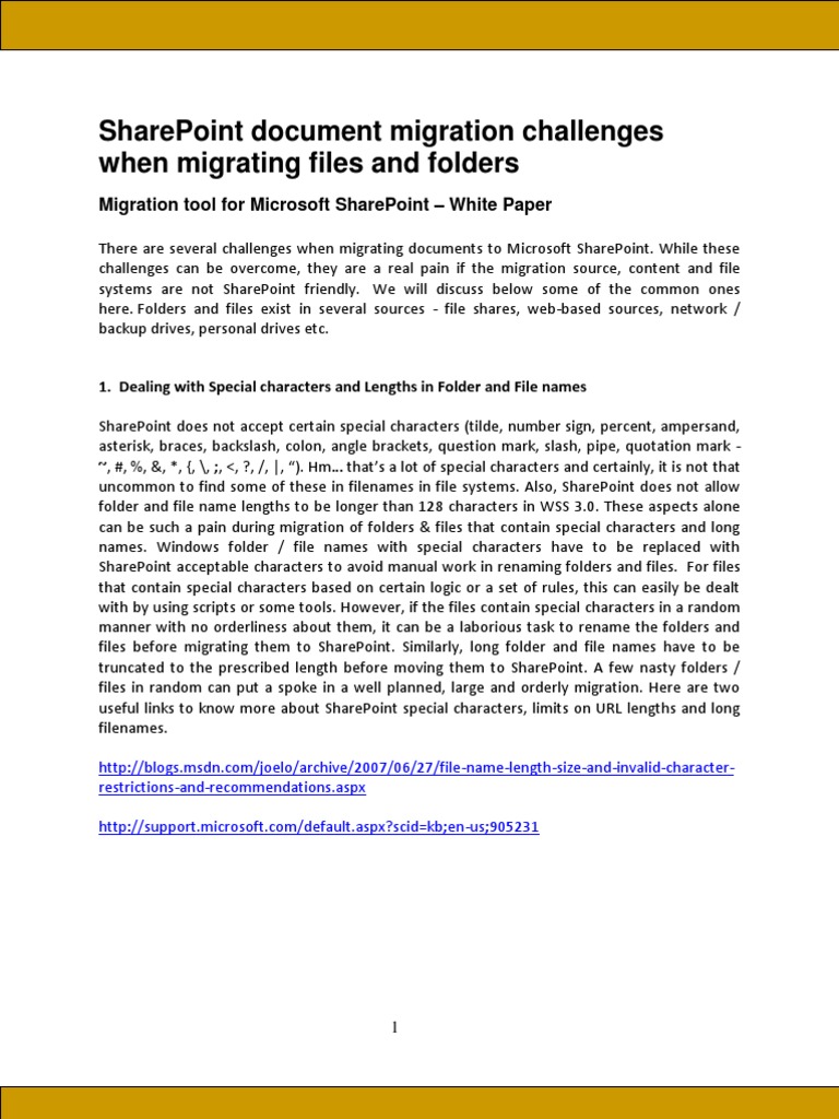Share Point Document Migration White Paper | PDF | Share Point | Metadata