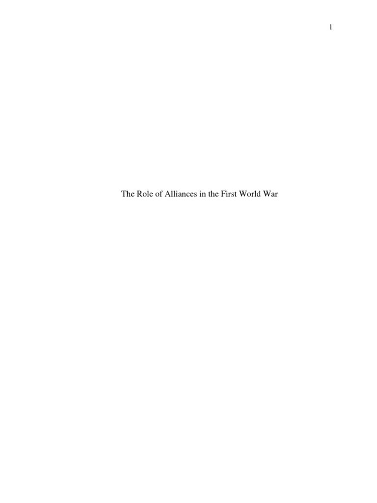 The Role of Alliances in World War I | PDF | German Empire | Otto Von ...