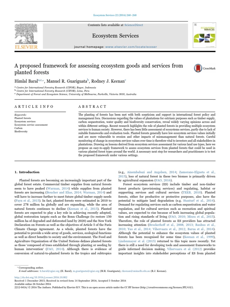 Framework for Assessing Planted Forests | PDF | Ecosystem Services ...