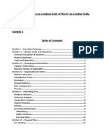 Sample of Table of Contesnts