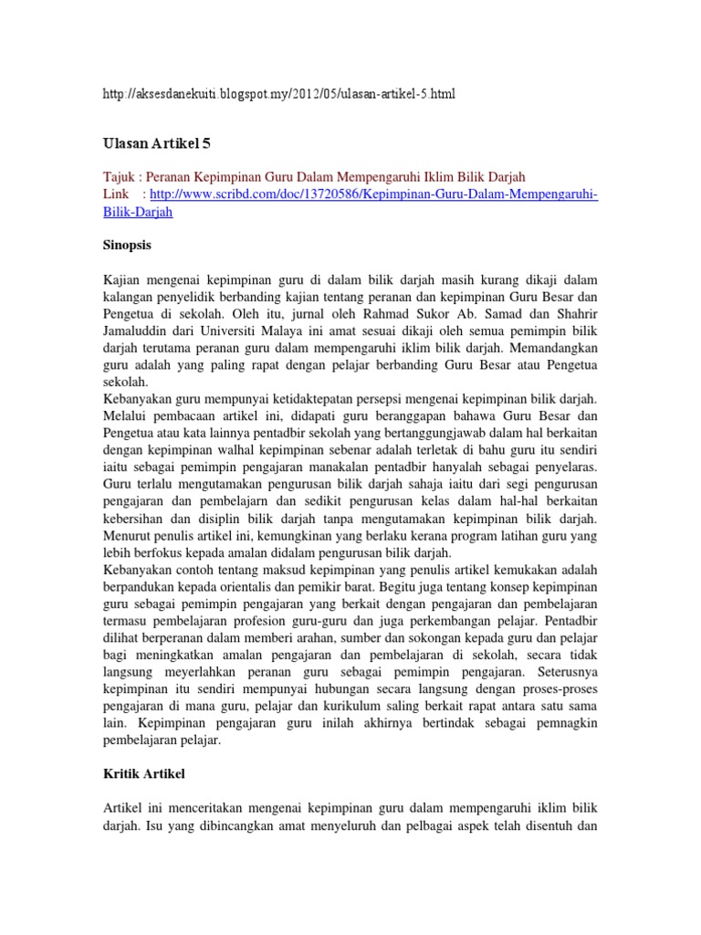 Ulasan Artikel 5 Artikel Pdf