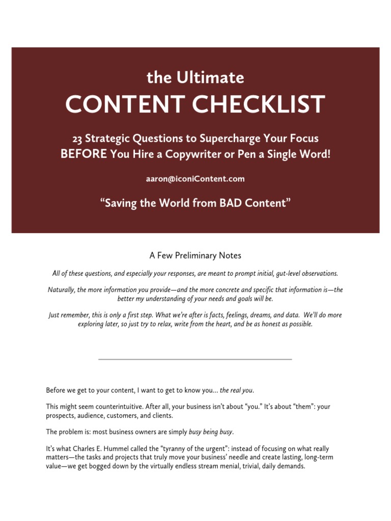 Content Strategy: 23 Essential Questions | PDF