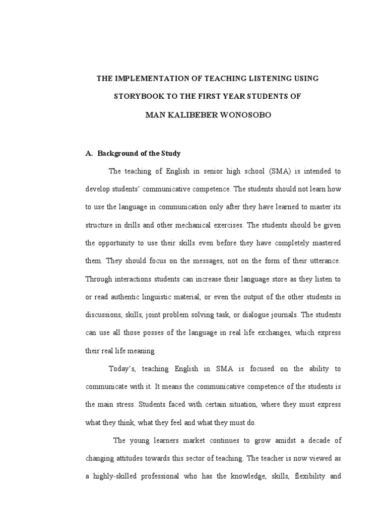 Proposal Skripsi Fkip Inggris Teachers Storytelling