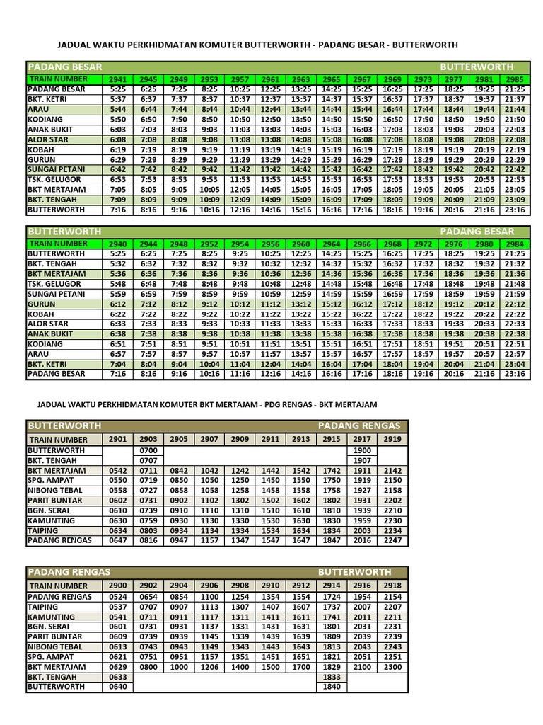 Jw Ktm Komuter Utara Mulai 1 Feb 2017 Pdf Entreprises Ferroviaires Transport Ferroviaire