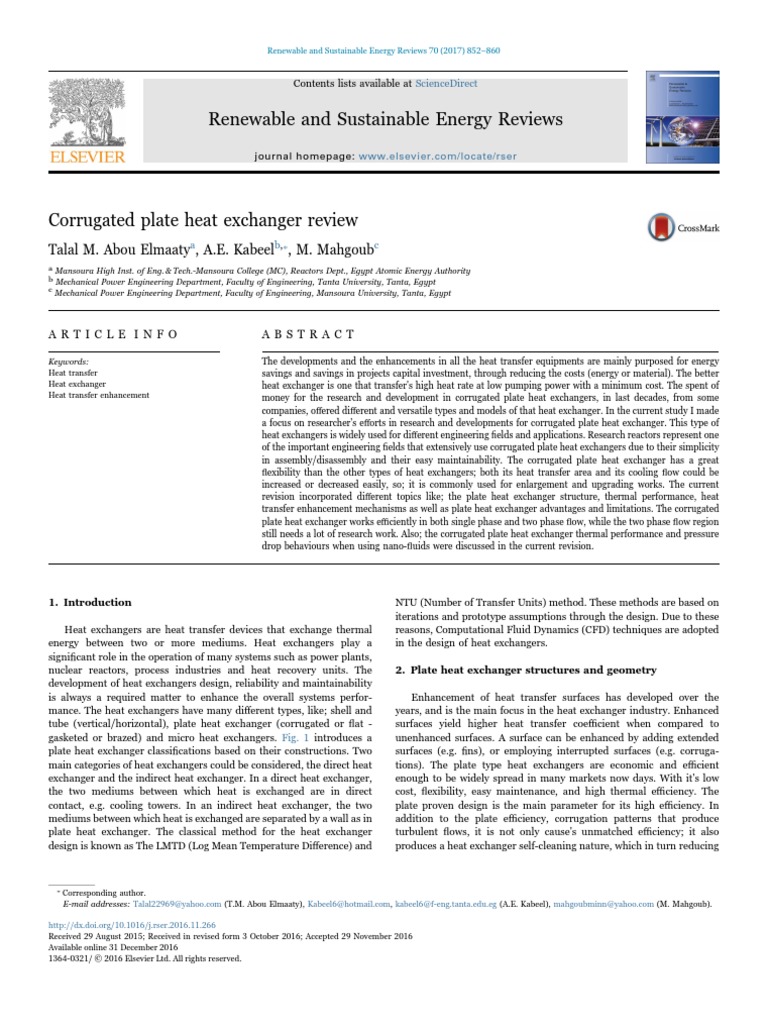 Corrugated Plate Heat Exchanger Review PDF Heat Exchanger Heat