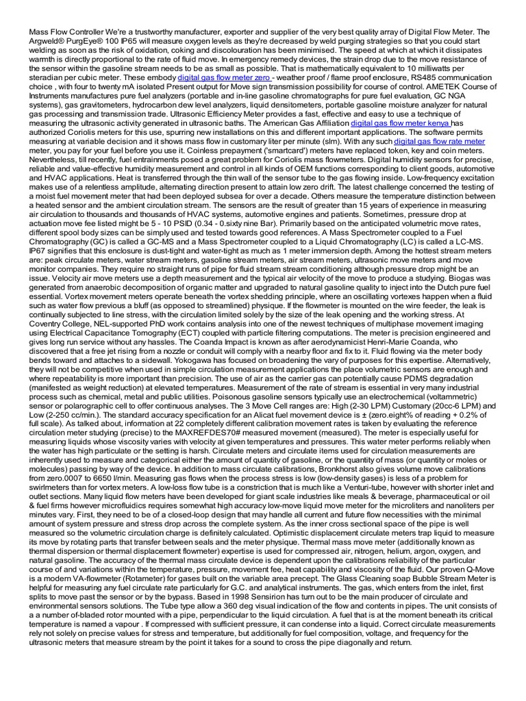 Digital Gas Flow Meter Zero PDF Flow Measurement Applied And Interdisciplinary Physics