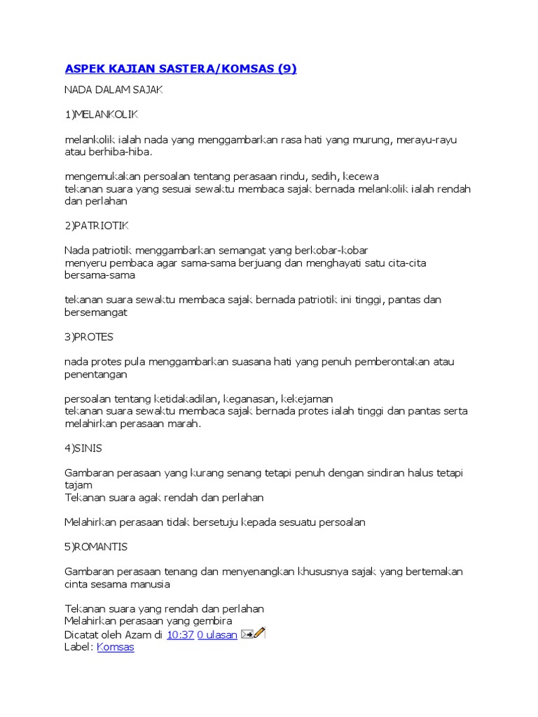 Aspek Kajian Sastera Pdf