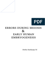 Errors During Meosis and Human Embryogenisis