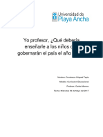 Ensayo Yo Profesor, Qué Debería Enseñarle A Los Niños Que Gobernarán El País El Año 2050