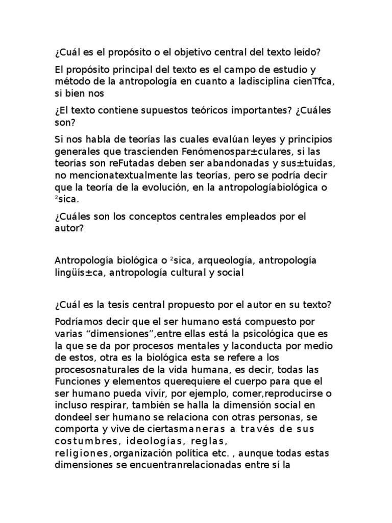 Cuál Es El Propósito o El Objetivo Central Del Texto Leído