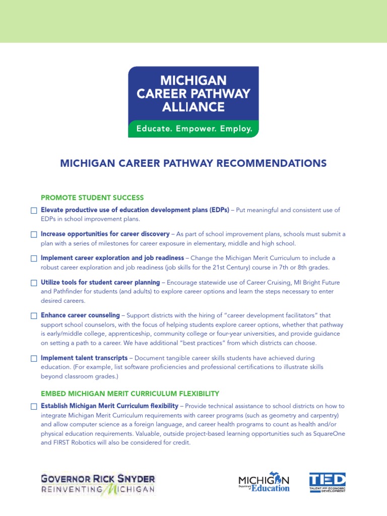 Michigan Career Pathways Recommendations 576725 7 PDF | PDF | School ...