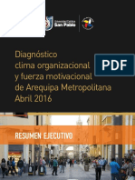 Diagnóstico Clima Organizacional y Fuerza Motivacional de Arequipa Metropolitana Abril 2016