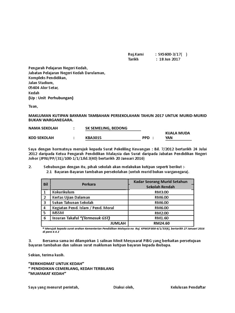 Makluman Yuran Bukan Warganegara Words Pdf
