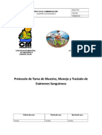 Protocolo de Toma de Muestra, Manejo y Traslado de Exámenes Sanguíneos