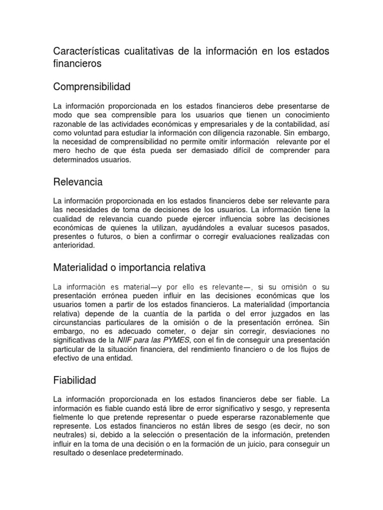 Características Cualitativas de La Información en Los