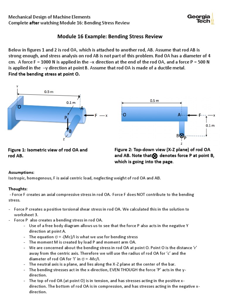 Bending Stress Analysis of Rod OA | PDF | Bending | Stress (Mechanics)