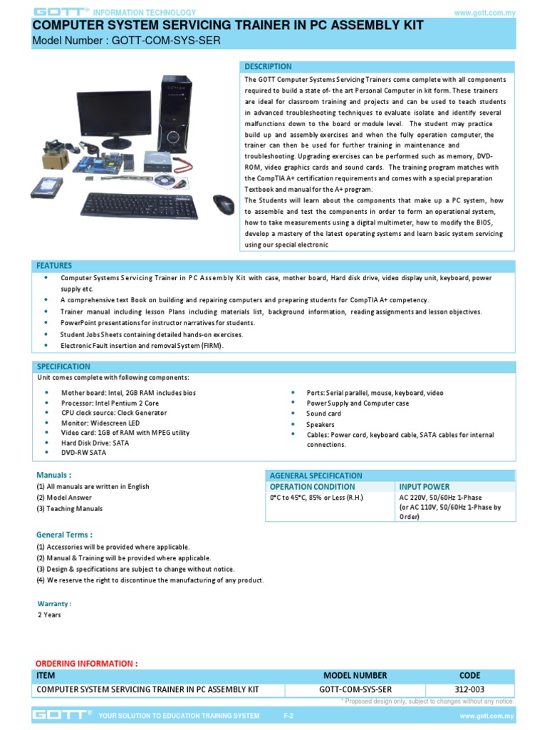 PC Assembly Kit for Student Training | PDF | Personal Computers | Bios