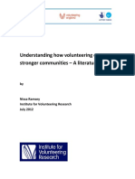 Understanding How Volunteering Creates Stronger Communities: A Literature Review