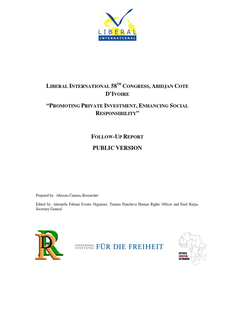 58th Liberal International Congress Report | PDF | Ivory Coast | United ...