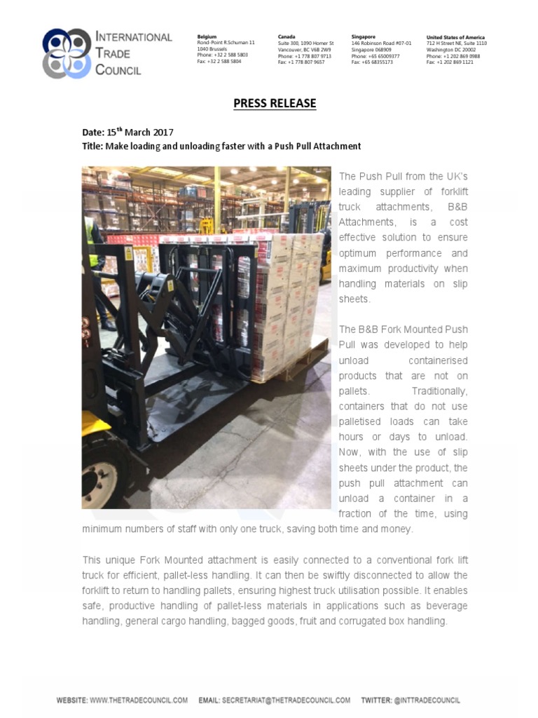 Push Pull Attachment for Forklifts | PDF | Forklift | Commercial Item ...