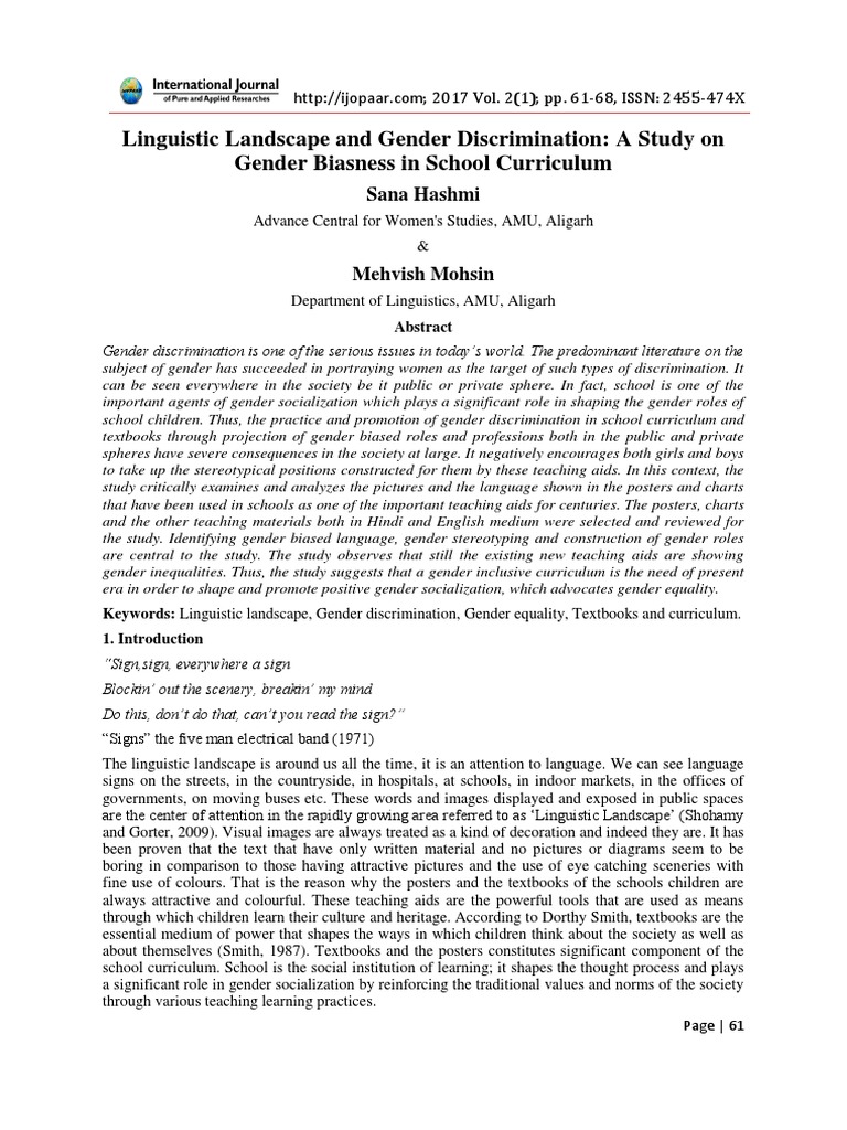 Examples of gender inequality in schools picture