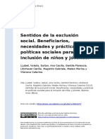LLobet, Valeria, Gaitan, Ana Cecilia, (..) (2013). Sentidos de La Exclusion Social. Beneficiarios, Necesidades y Practicas en Politicas s (..)