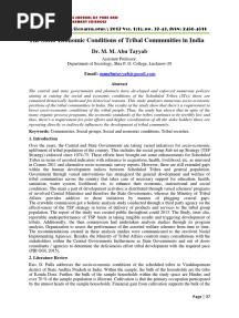 The Socio-Economic Conditions of Tribal Communities in India