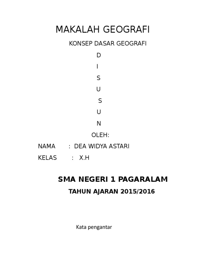 Makalah Geografi Kelas 10 Sma Contoh Makalah