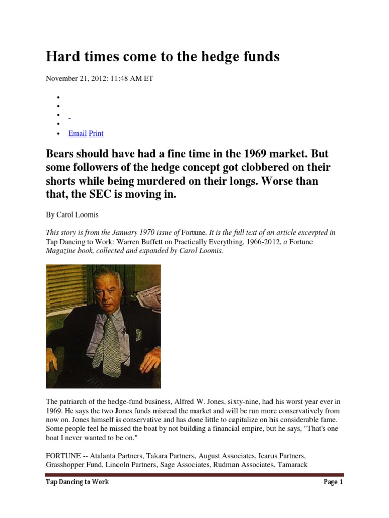 Tap Dancing To Work PDF Hedge Fund Short (Finance)
