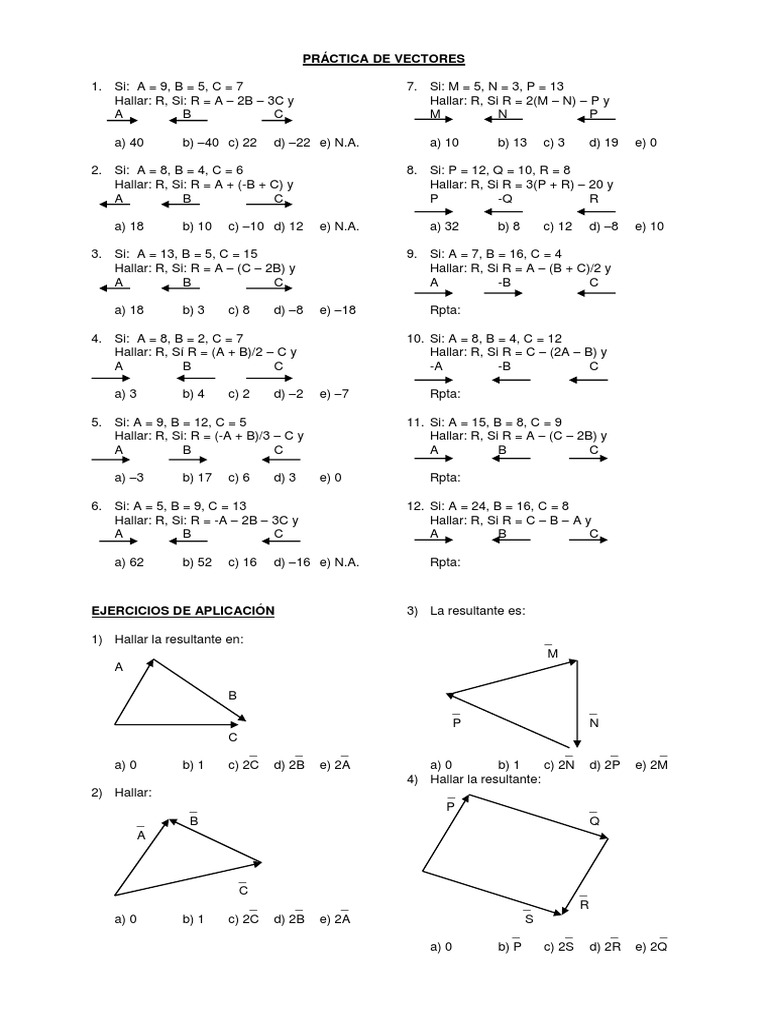 Practica de Vectores | PDF | Kilogram | Units Of Measurement