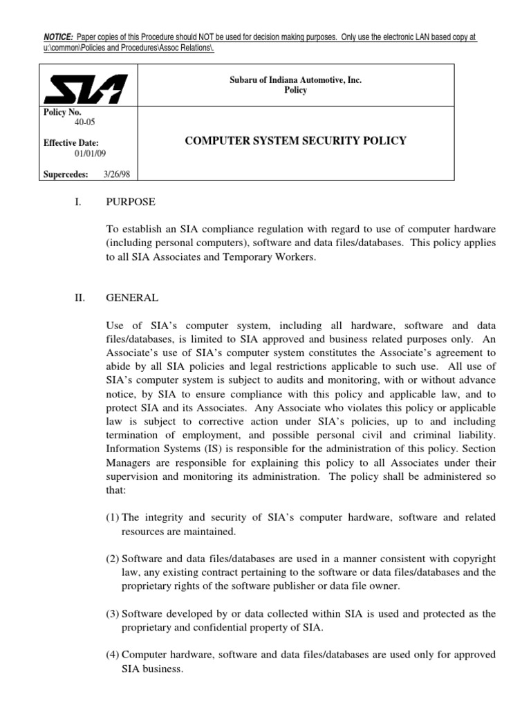 40 05 Computer Policy | PDF | Password | Databases