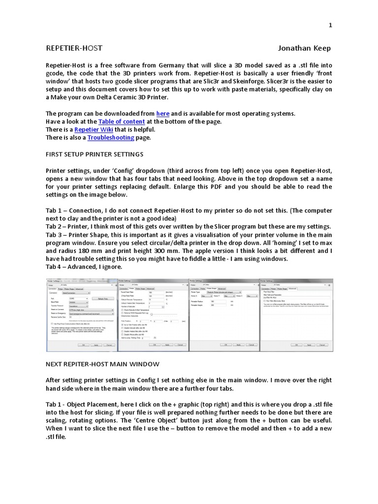 RepetierHost Setup PDF PDF Tab (Gui) Printer