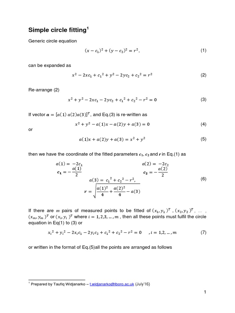 Simple Circle Fitting PDF | PDF | Matrix (Mathematics) | Matrix Theory